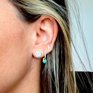 new Pave CZ Diamond Mini Hoop Earrings | Interchangeable Heart Charms